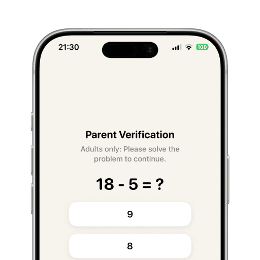 KidCue feature: Offline, parent mode